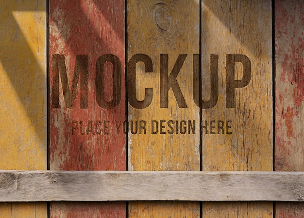 PSD logo on wood effect mockup