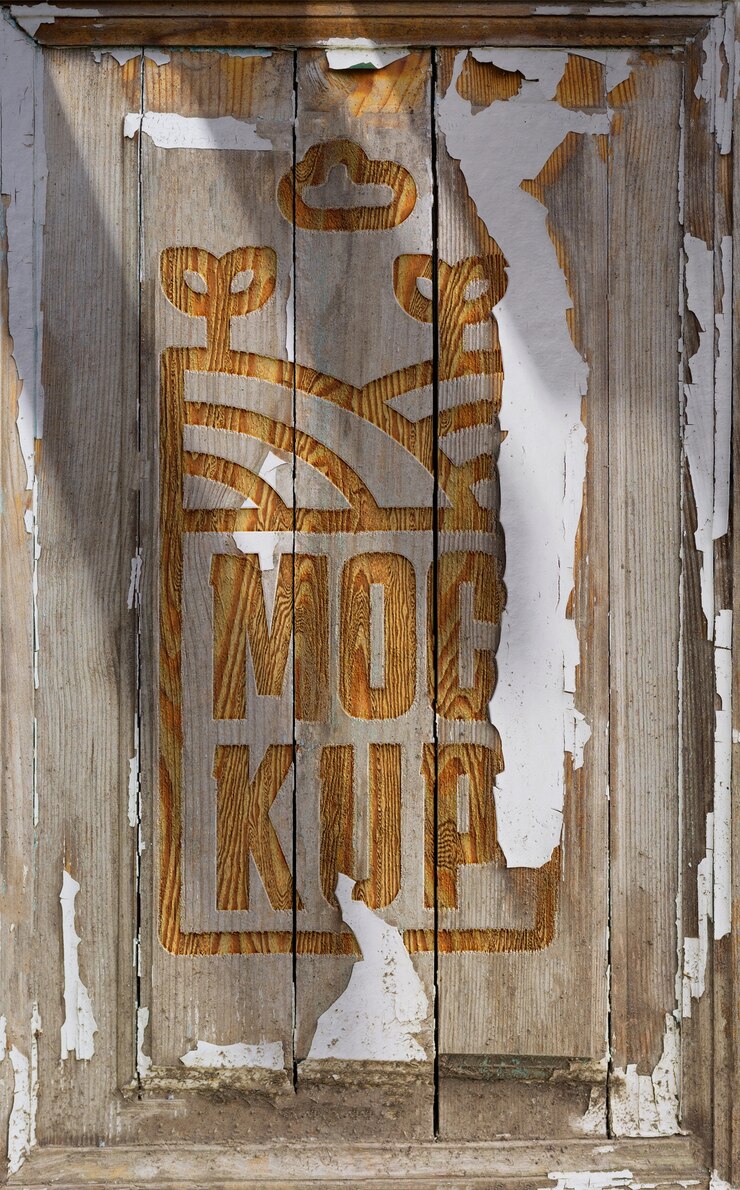 PSD logo on wood effect mockup