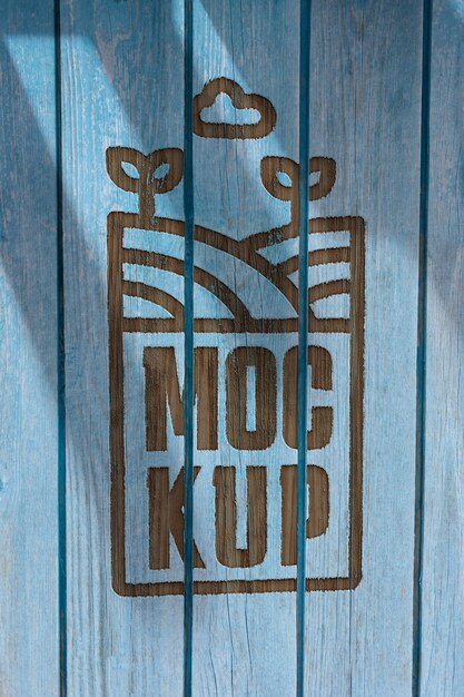 PSD logo on wood effect mockup