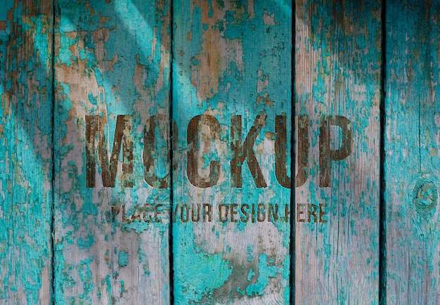 PSD logo on wood effect mockup