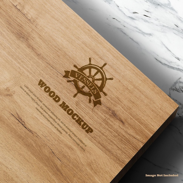 Mockup in legno con logo con dettagli in texture