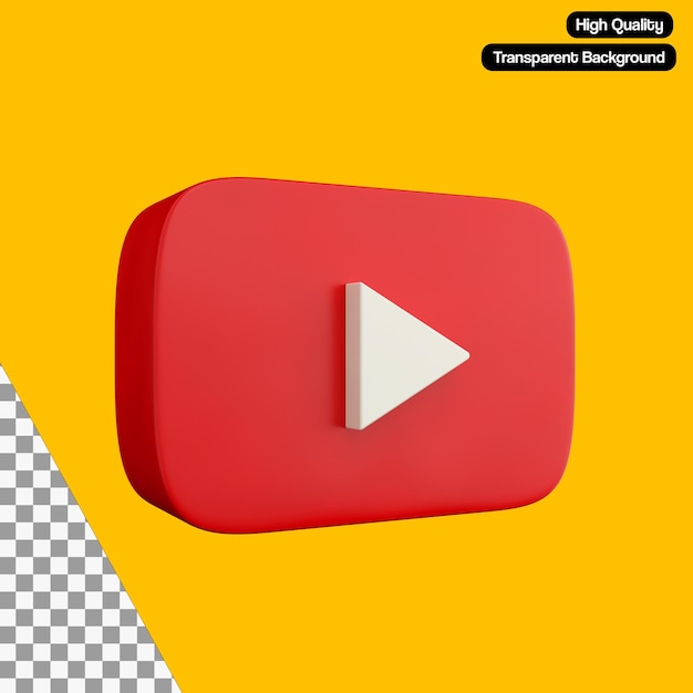 Logo YouTube Ilustracja 3D PSD Przezroczyste tło