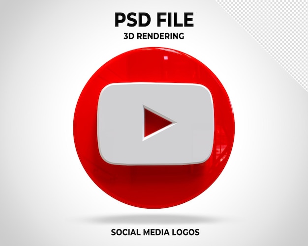 Logo Youtube Media Społecznościowe 3d