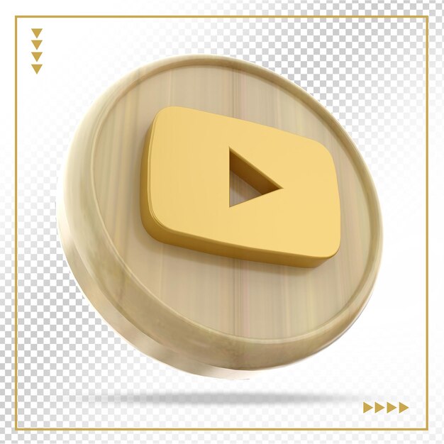 Logo Youtube Złote 3d