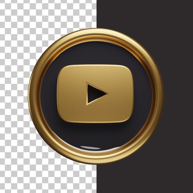 Logo Youtube Złote 3d