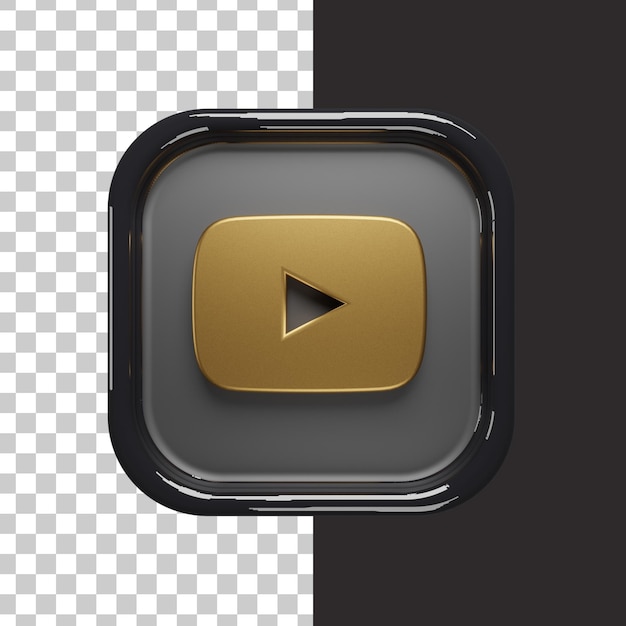 Logo Youtube złote 3d