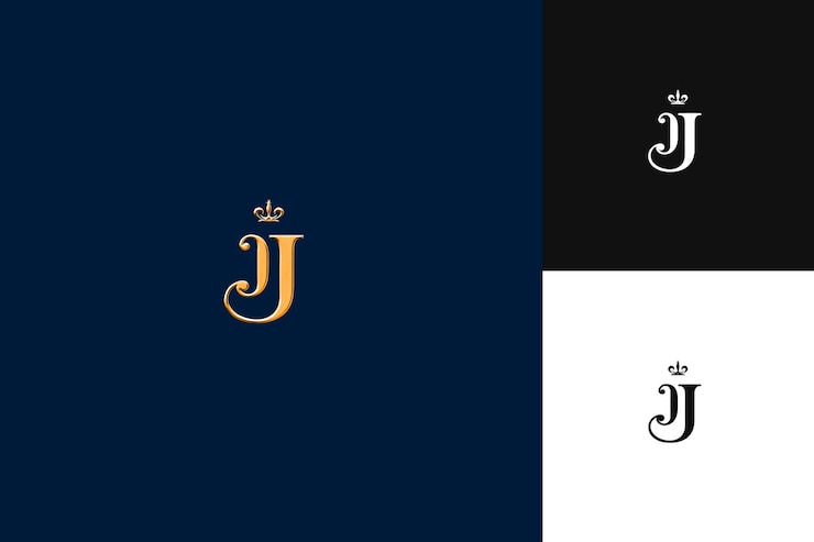PSD logo z literą j z podpisem klasy królewskiej logo stylistyczny l ilustracja logo wektorowe