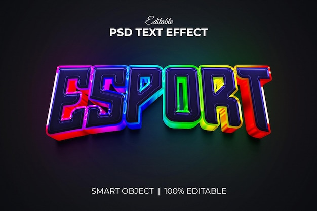 Logo Zespołu Esport Kolorowa Makieta Z Edytowalnym Efektem Tekstowym 3d Premium Psd