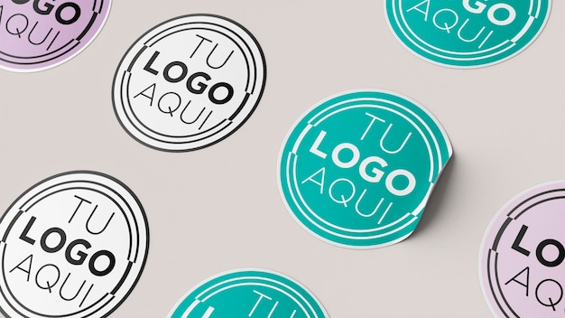 PSD logotipo en stikers mockup