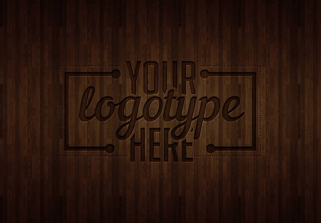 PSD logotype template on wood