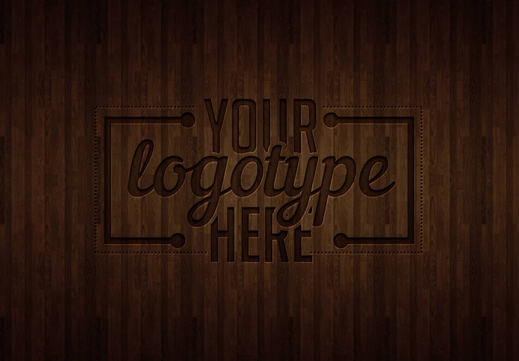 PSD logotype template on wood