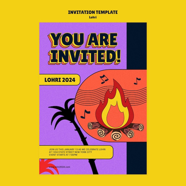 Lohri festival celebration invitation template