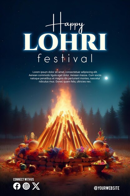 Lohri poster met een mooie achtergrond