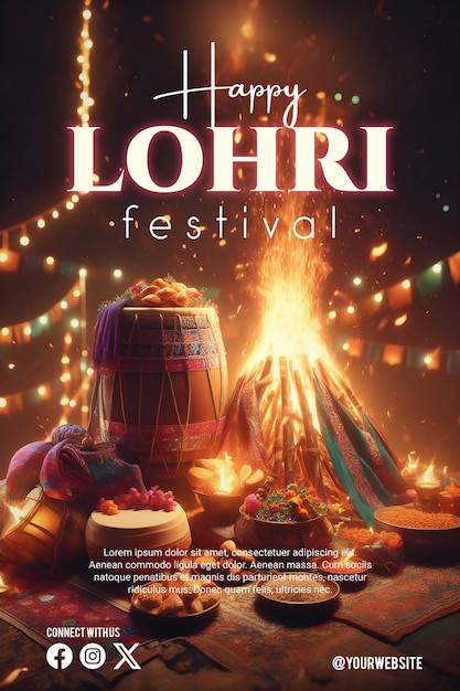 PSD poster di lohri con un bellissimo sfondo