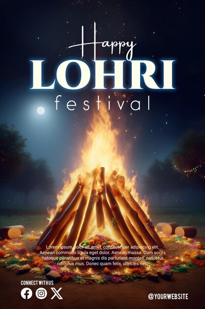 PSD poster di lohri con un bellissimo sfondo