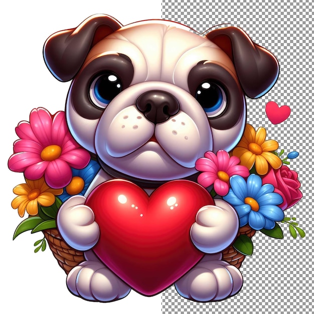 Lojale liefde liefdevolle hond met hart sticker
