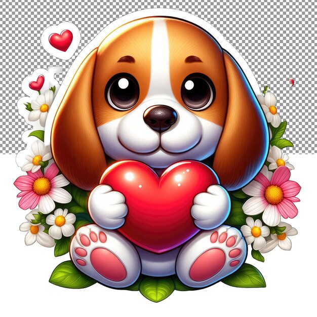 PSD lojalna miłość uwielbiany pies z naklejką na sercu
