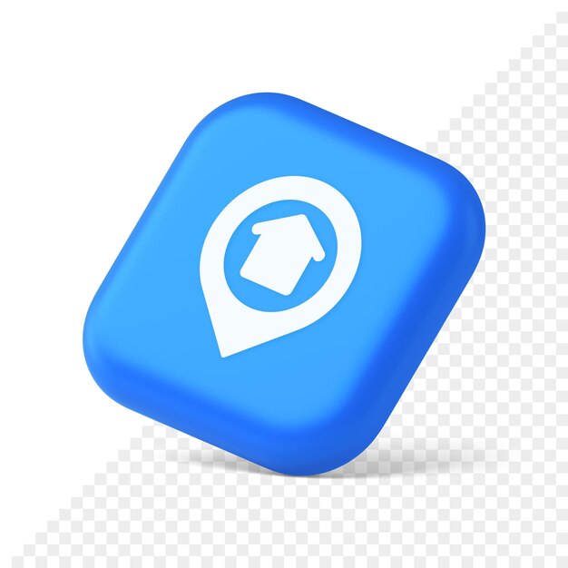Lokalizacja budynku miejskiego znajdź przycisk dom mapa pin aplikacja internetowa 3d realistyczna ikona izometryczna