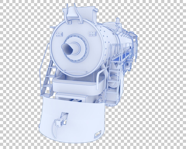 Lokomotiv på gennemsigtig baggrund 3D-rendering illustration