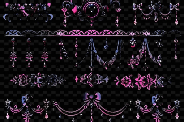 PSD lolita trellises gothic pixel art with frills koronka i łuki kreatywna tekstura y2k neon item designs