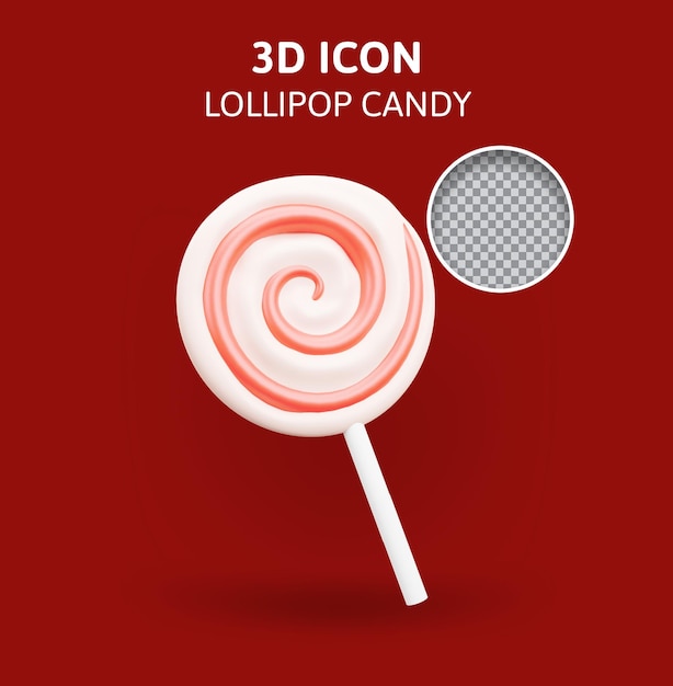 PSD lollipop candy 3d rendering illustration