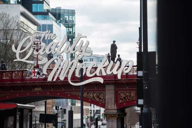 PSD londen straat landschap met lettering mockup