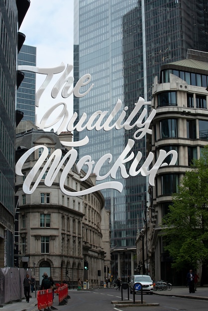 PSD londen straat landschap met lettering mockup