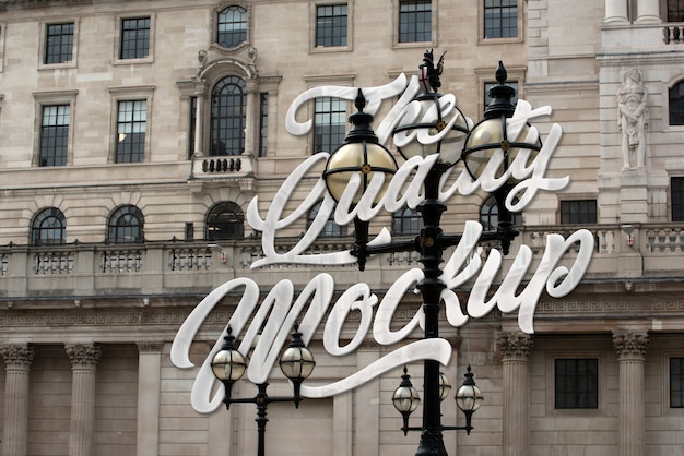 PSD londen straat landschap met lettering mockup