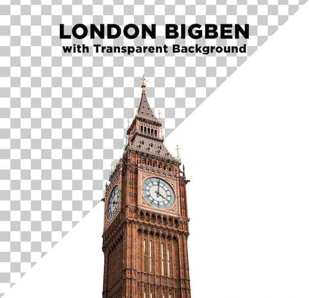 PSD london famous big ben clock photo with transparent background