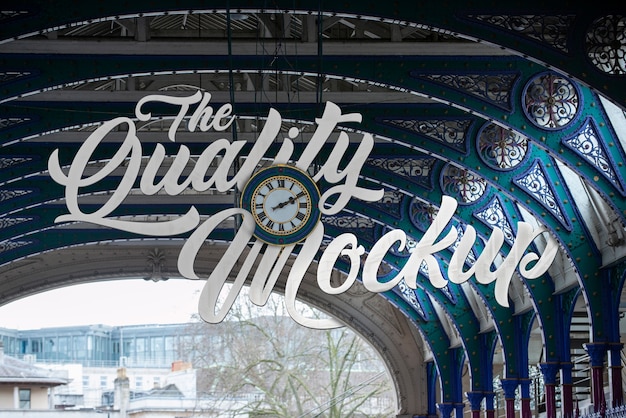 PSD london street landscape with lettering mockup