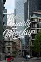 PSD london street landscape with lettering mockup