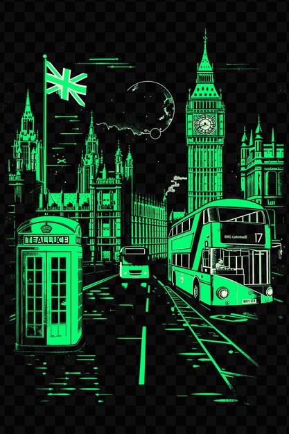 PSD london with british street scene and red telephone booths do psd vector tshirt tattoo ink scape art