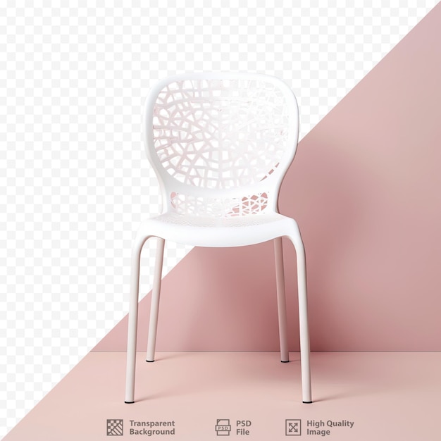 透明な背景の空っぽの空間に孤独な椅子