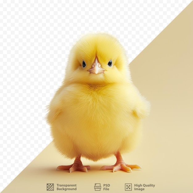 Lonely yellow chick on transparent background