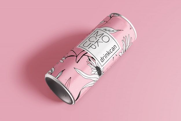 Long Aluminium Drink Can Mockup