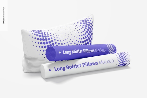 Long bolster pillows mockup, perspectief