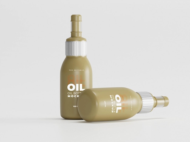 Long cap oil bottle mockup