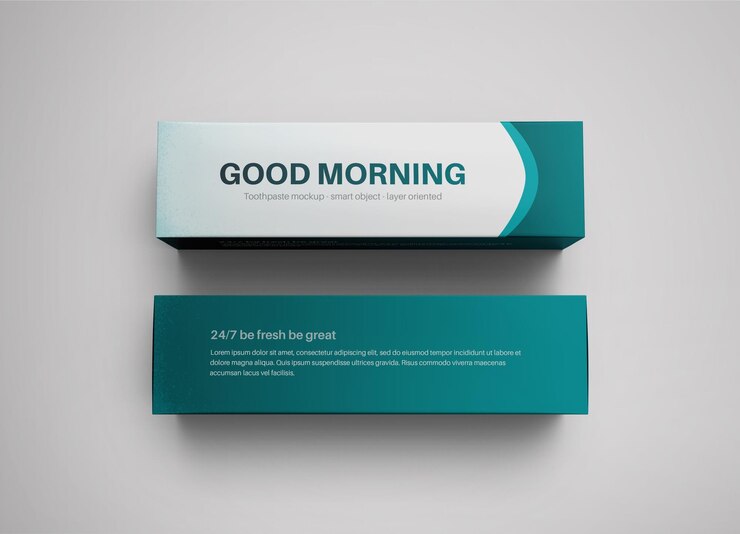 PSD long cosmetic tube or toothpaste box packaging mockup