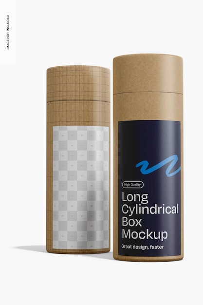 Long cylindrical boxes with label mockup