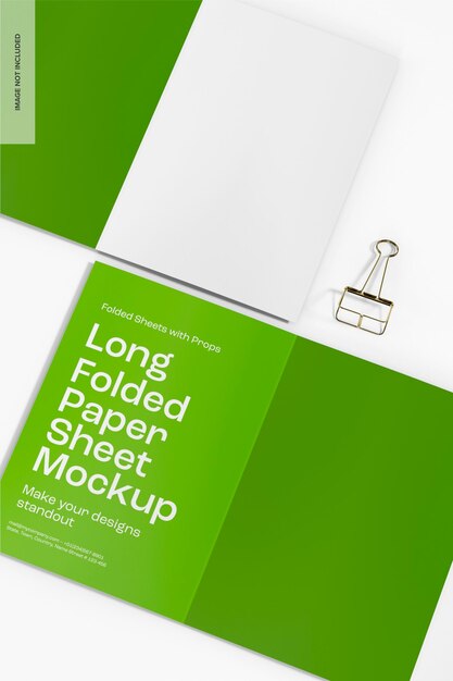 PSD long folded paper sheets mockup