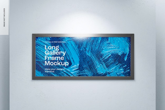 PSD long gallery frame mockup, front view