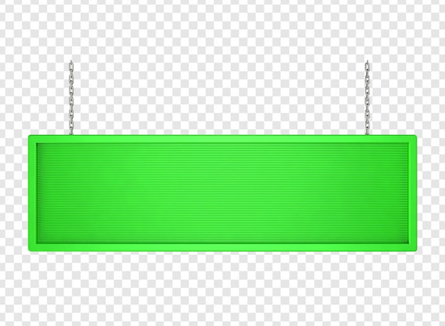 PSD long green color rectangular plate held by chains