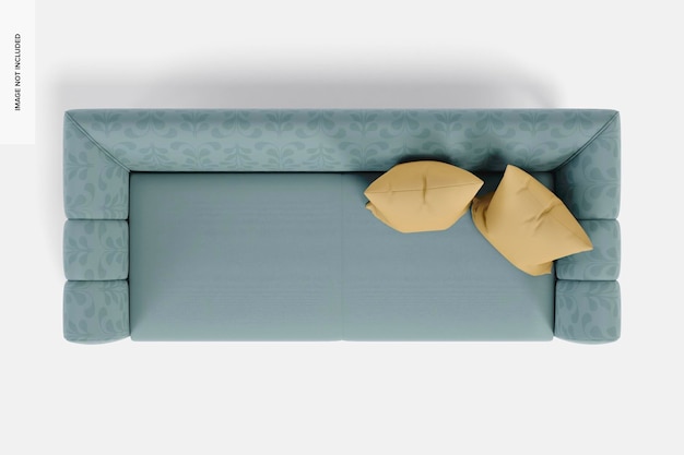 PSD long home sofa mockup, top view