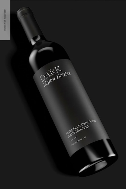 PSD long neck dark wine bottle mockup