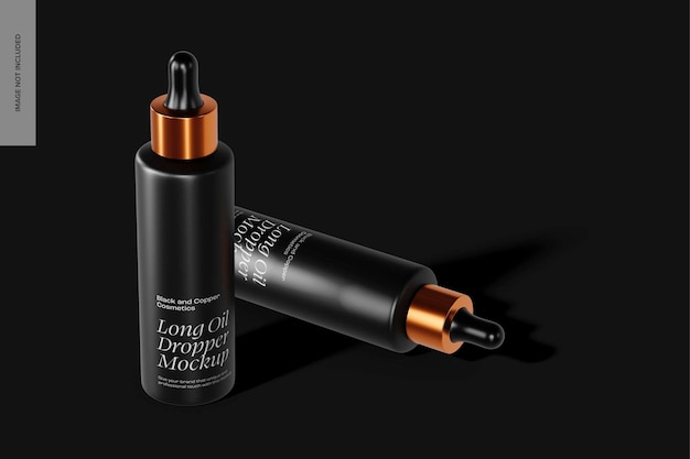 Long oil droppers mockup, perspective