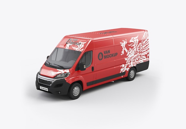 Long Panel Van Mockup 3D render