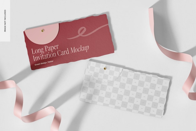 Long Paper Invitation Cards Mockup