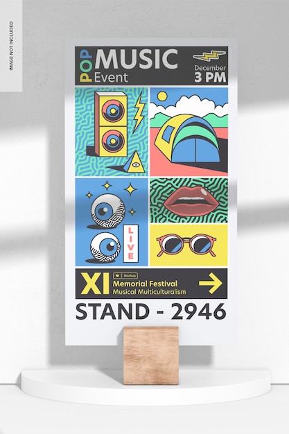 PSD long poster on stand mockup