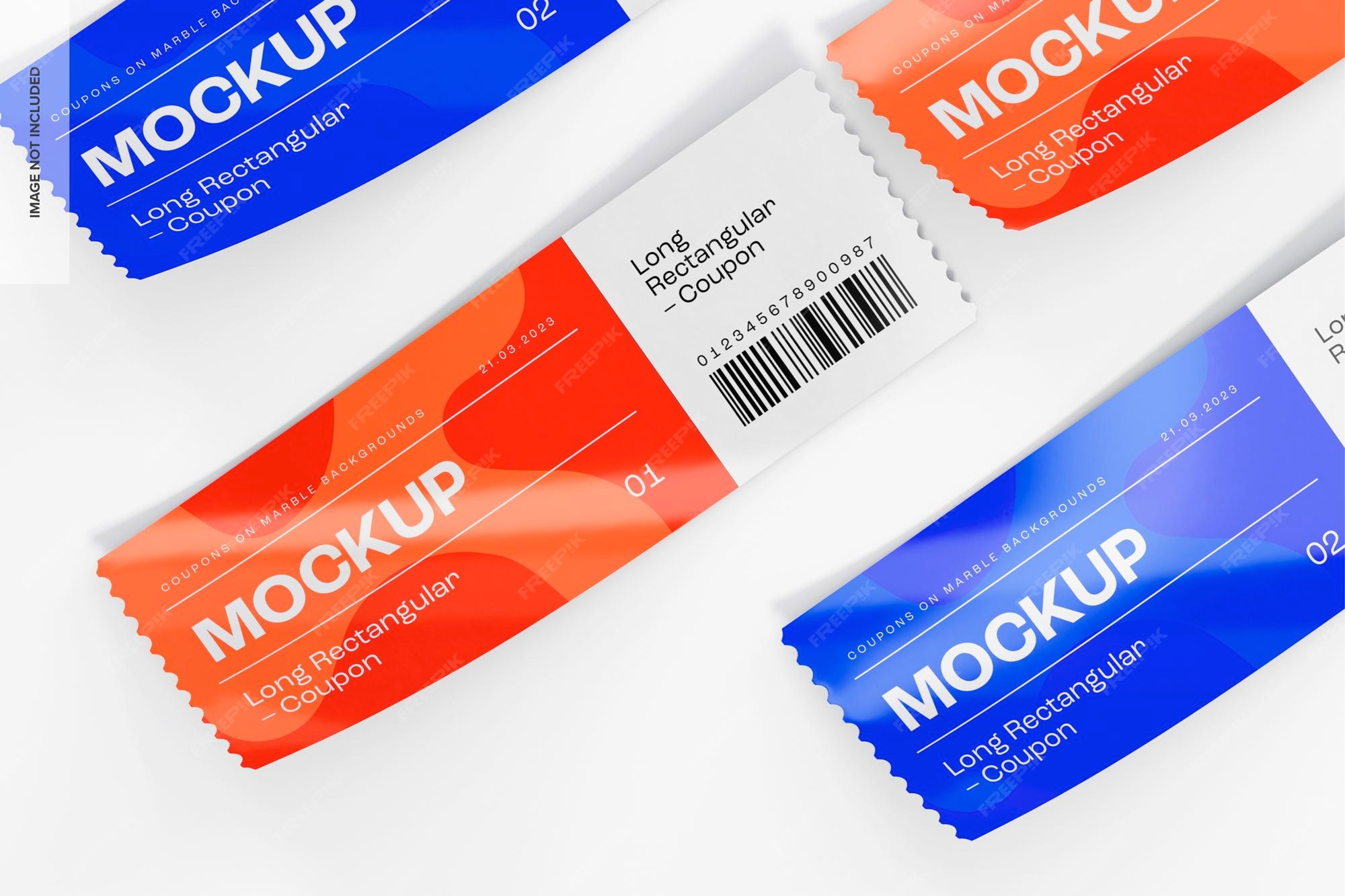Premium PSD Long rectangular coupons mockup, mosaic