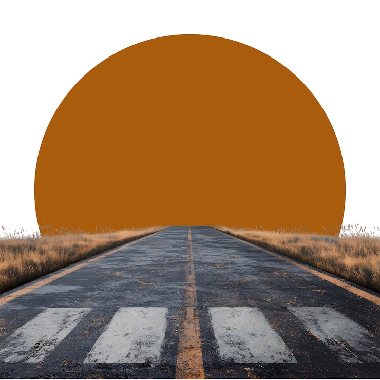 PSD long road isolated on transparent background road and highway png